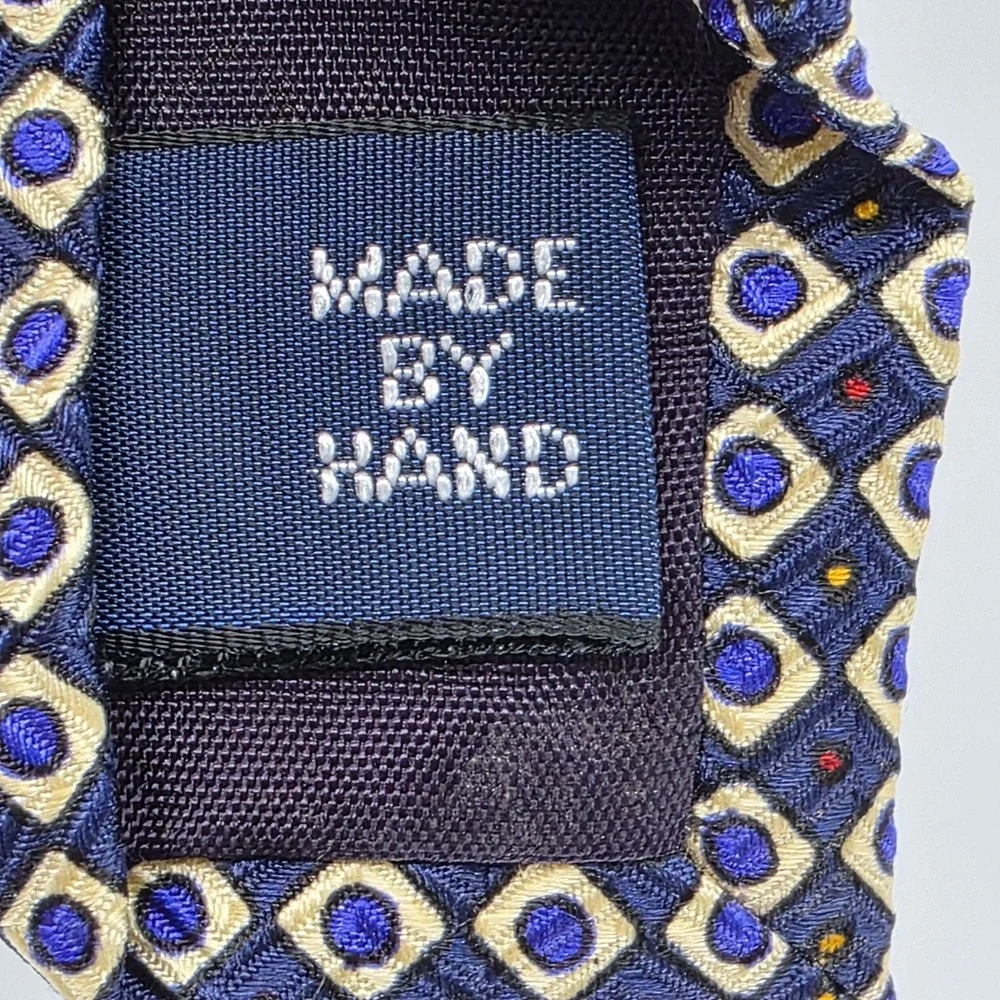 Vintage Polo Ralph Lauren Silk Tie Geometric Square Hand Woven Multicolor 54